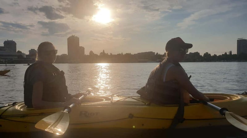 Belgrade: Great War Island Kayak Adventure - The Millenium Tower and Great War Island greenery
