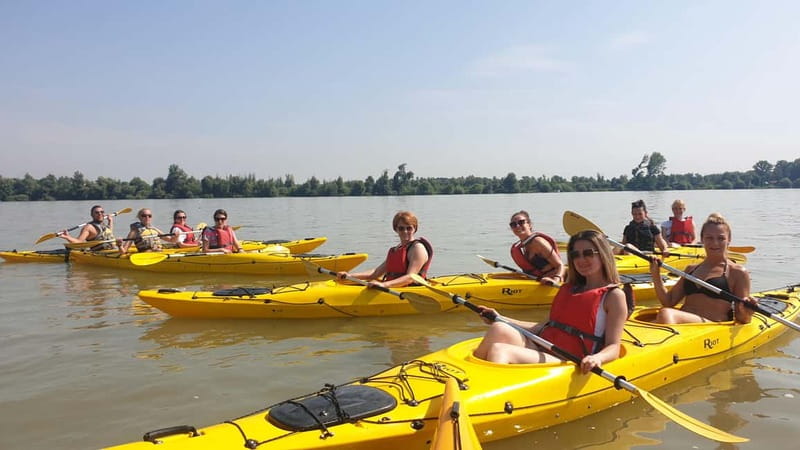 Belgrade: Great War Island Kayak Adventure - A break at the sandy Lido Beach