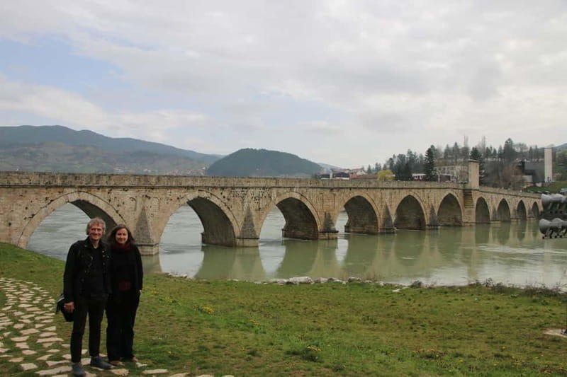 Sarajevo: Visegrad, Sarkan Eight Railway & Kurstendorf Tour - Walking across the Mehmed Paša Sokolović Bridge